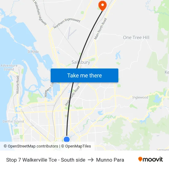 Stop 7 Walkerville Tce - South side to Munno Para map