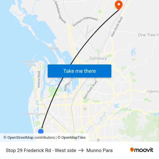 Stop 29 Frederick Rd - West side to Munno Para map
