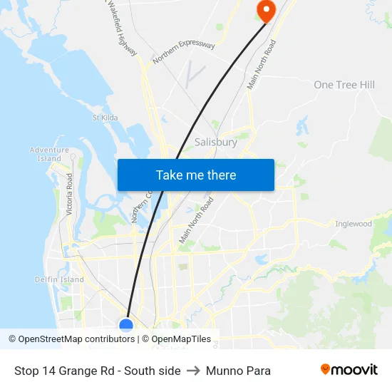 Stop 14 Grange Rd - South side to Munno Para map