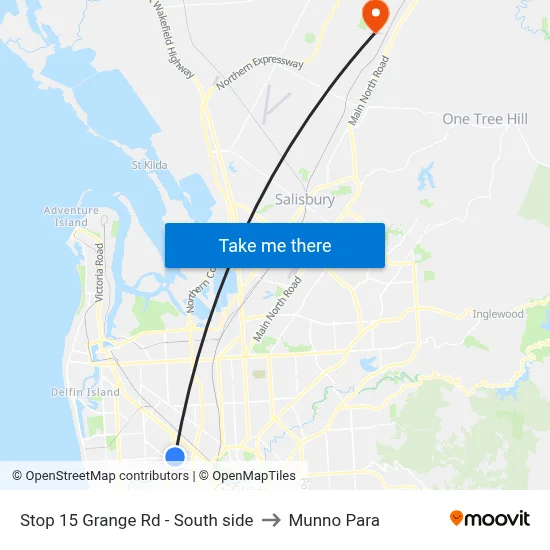 Stop 15 Grange Rd - South side to Munno Para map