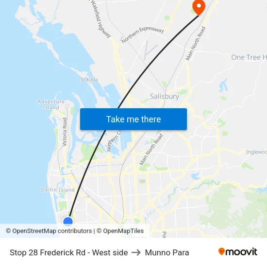 Stop 28 Frederick Rd - West side to Munno Para map