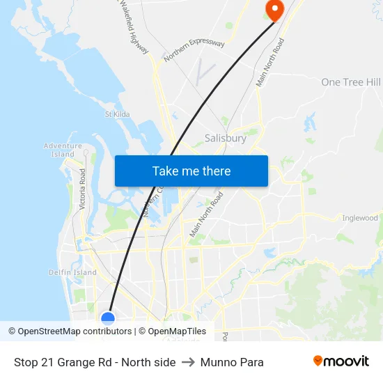 Stop 21 Grange Rd - North side to Munno Para map