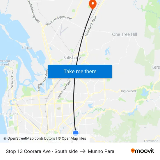 Stop 13 Coorara Ave - South side to Munno Para map