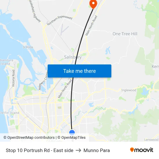 Stop 10 Portrush Rd - East side to Munno Para map