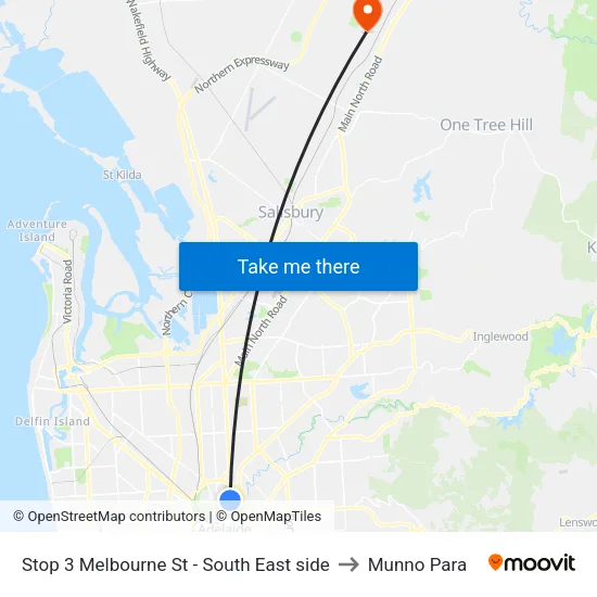 Stop 3 Melbourne St - South East side to Munno Para map