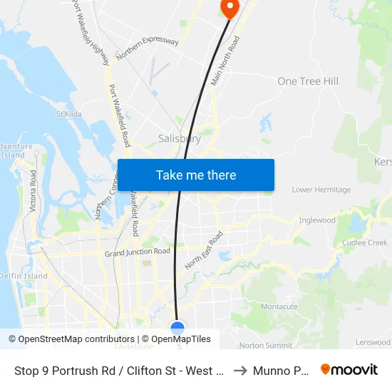 Stop 9 Portrush Rd / Clifton St - West side to Munno Para map