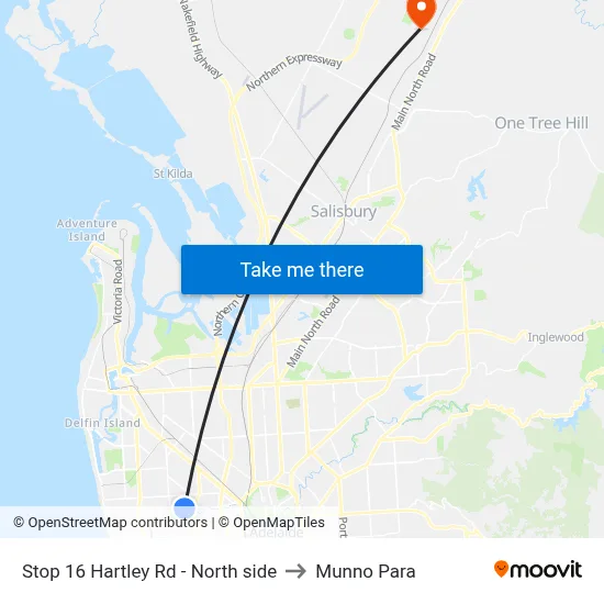 Stop 16 Hartley Rd - North side to Munno Para map
