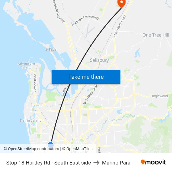 Stop 18 Hartley Rd - South East side to Munno Para map