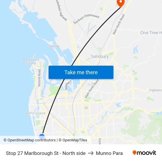 Stop 27 Marlborough St - North side to Munno Para map