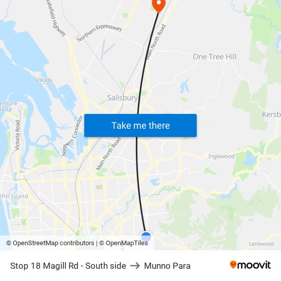 Stop 18 Magill Rd - South side to Munno Para map