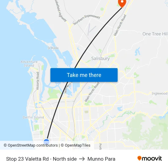 Stop 23 Valetta Rd - North side to Munno Para map
