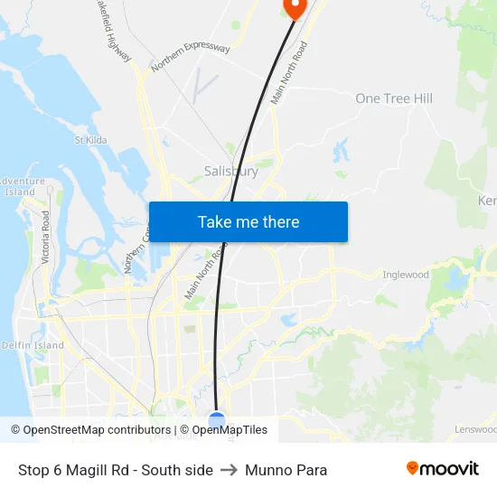 Stop 6 Magill Rd - South side to Munno Para map