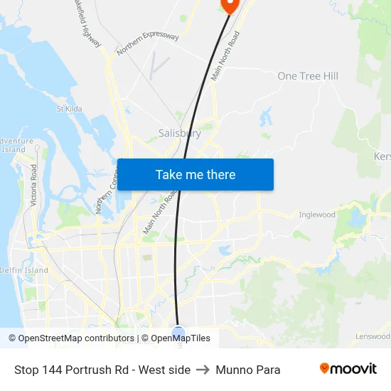 Stop 144 Portrush Rd - West side to Munno Para map