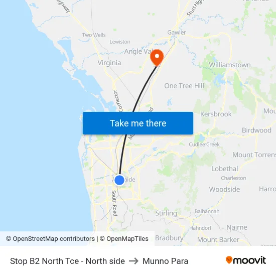 Stop B2 North Tce - North side to Munno Para map