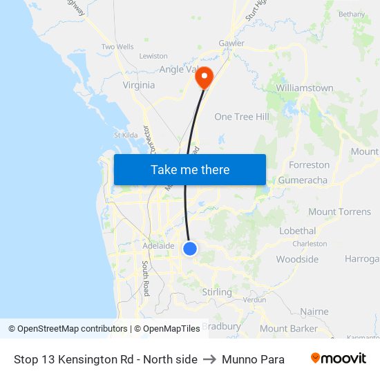 Stop 13 Kensington Rd - North side to Munno Para map