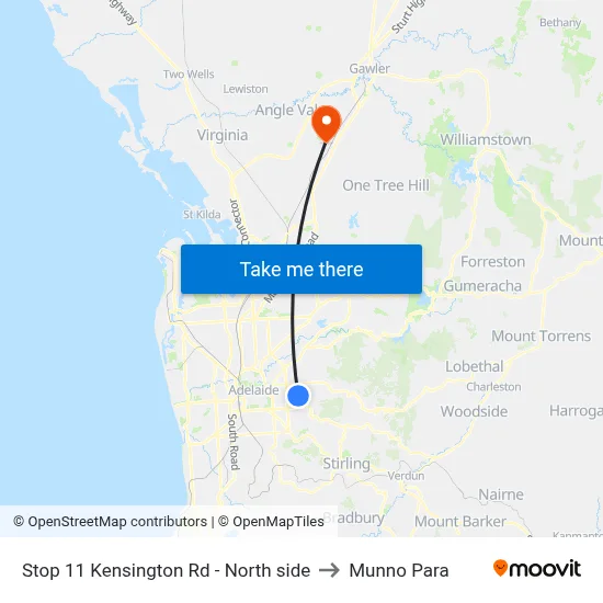 Stop 11 Kensington Rd - North side to Munno Para map
