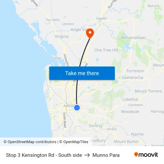 Stop 3 Kensington Rd - South side to Munno Para map