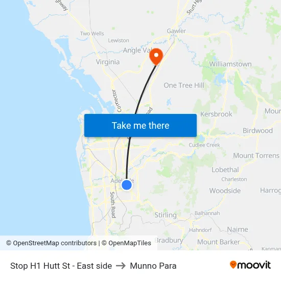Stop H1 Hutt St - East side to Munno Para map