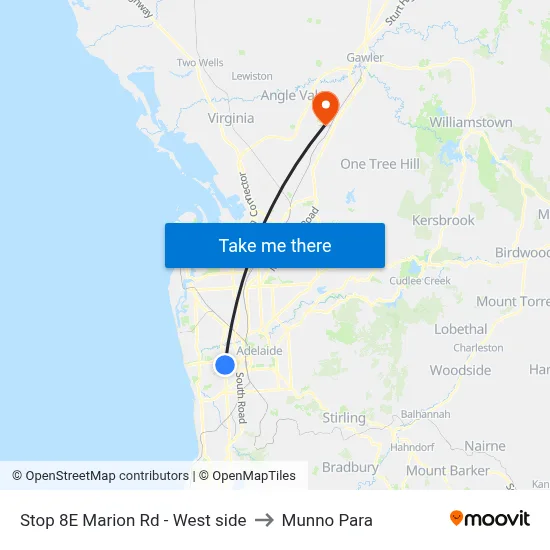 Stop 8E Marion Rd - West side to Munno Para map