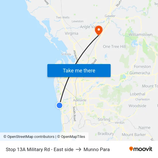 Stop 13A Military Rd - East side to Munno Para map