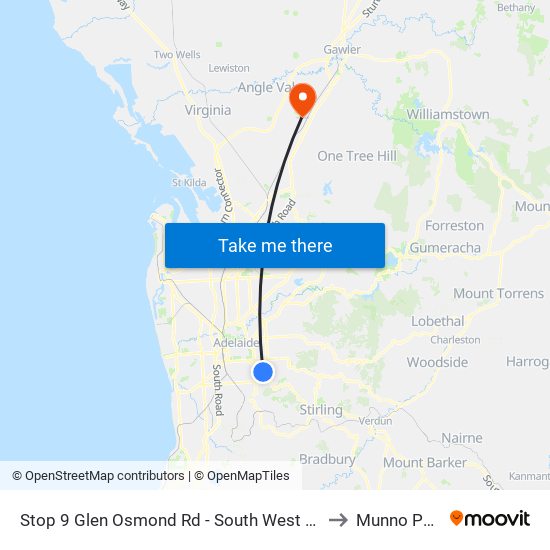 Stop 9 Glen Osmond Rd - South West side to Munno Para map