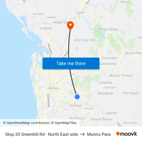 Stop 20 Greenhill Rd - North East side to Munno Para map