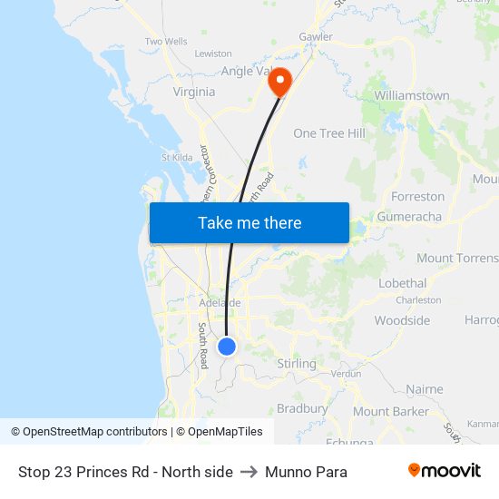 Stop 23 Princes Rd - North side to Munno Para map