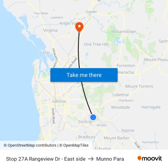Stop 27A Rangeview Dr - East side to Munno Para map