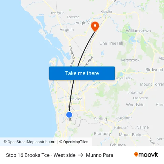 Stop 16 Brooks Tce - West side to Munno Para map