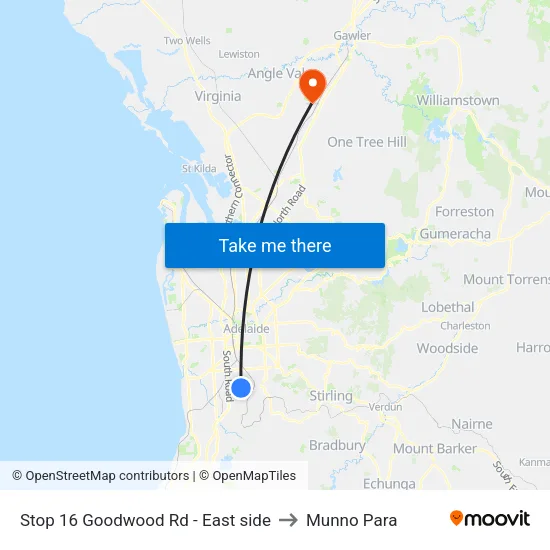 Stop 16 Goodwood Rd - East side to Munno Para map