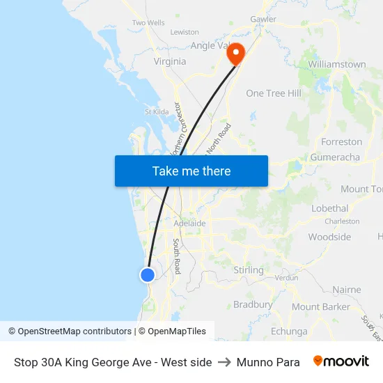 Stop 30A King George Ave - West side to Munno Para map