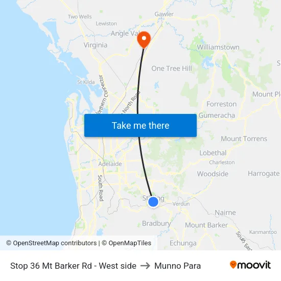 Stop 36 Mt Barker Rd - West side to Munno Para map
