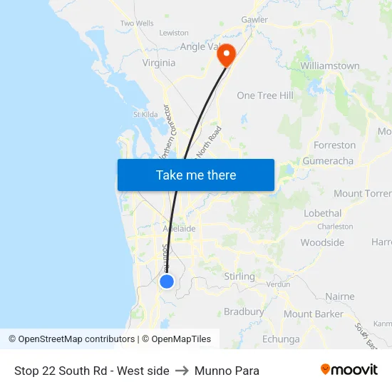 Stop 22 South Rd - West side to Munno Para map