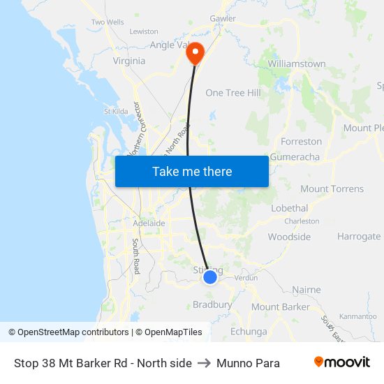 Stop 38 Mt Barker Rd - North side to Munno Para map
