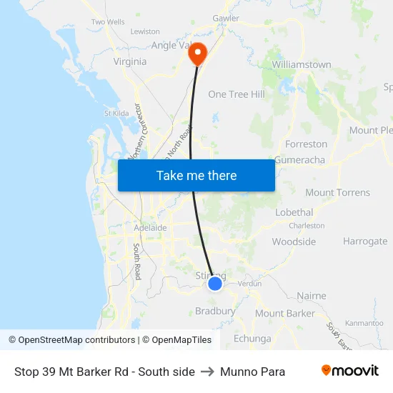 Stop 39 Mt Barker Rd - South side to Munno Para map