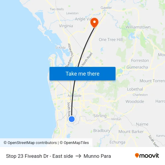 Stop 23 Fiveash Dr - East side to Munno Para map