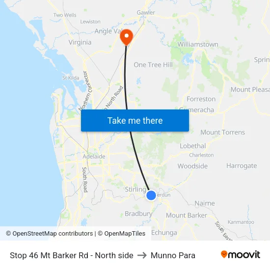 Stop 46 Mt Barker Rd - North side to Munno Para map
