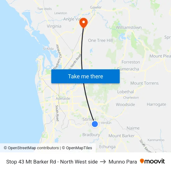 Stop 43 Mt Barker Rd - North West side to Munno Para map