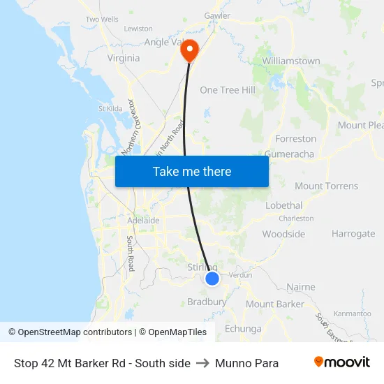 Stop 42 Mt Barker Rd - South side to Munno Para map