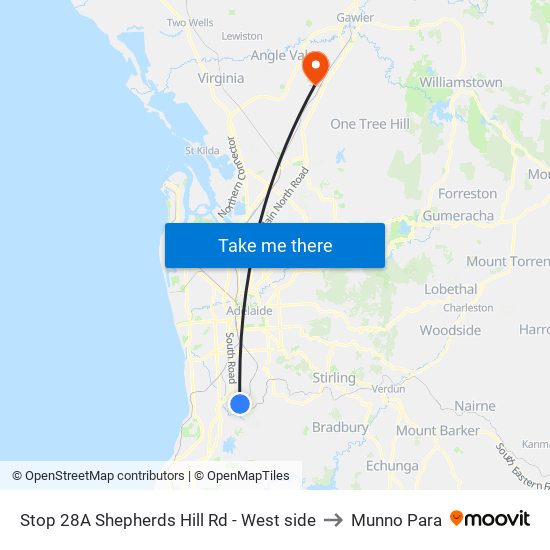 Stop 28A Shepherds Hill Rd - West side to Munno Para map