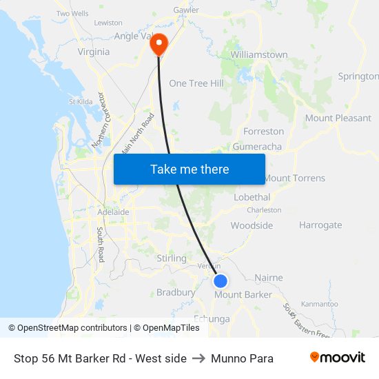 Stop 56 Mt Barker Rd - West side to Munno Para map