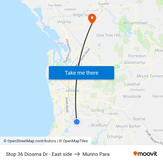 Stop 36 Diosma Dr - East side to Munno Para map