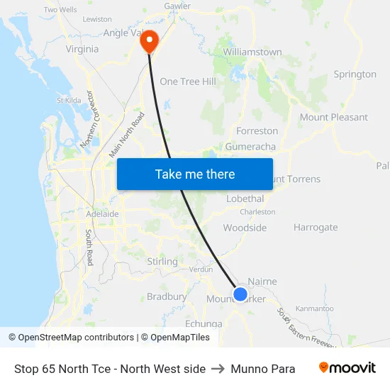Stop 65 North Tce - North West side to Munno Para map