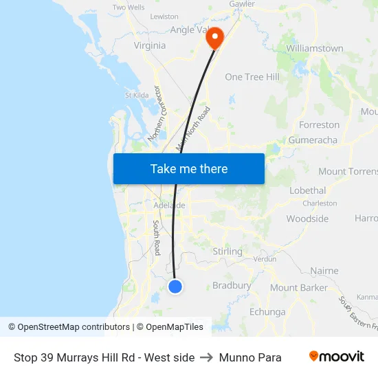 Stop 39 Murrays Hill Rd - West side to Munno Para map