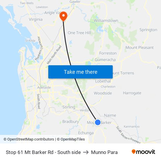 Stop 61 Mt Barker Rd - South side to Munno Para map