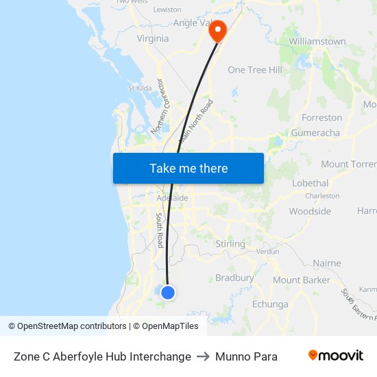 Zone C Aberfoyle Hub Interchange to Munno Para map