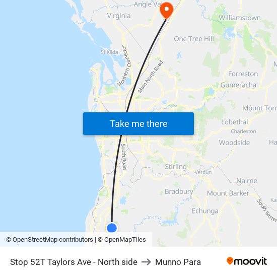 Stop 52T Taylors Ave - North side to Munno Para map