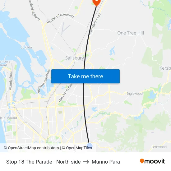 Stop 18 The Parade - North side to Munno Para map