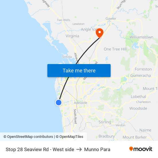 Stop 28 Seaview Rd - West side to Munno Para map