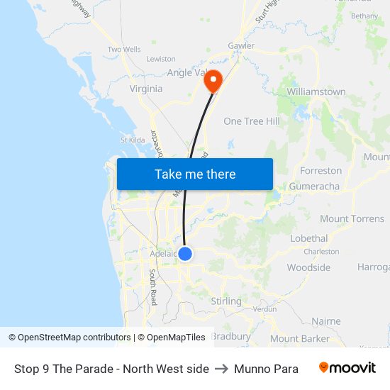 Stop 9 The Parade - North West side to Munno Para map